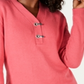 Karen Scott Suéter Henley Feminino de Algodão Rosa Tamanho Pequeno G