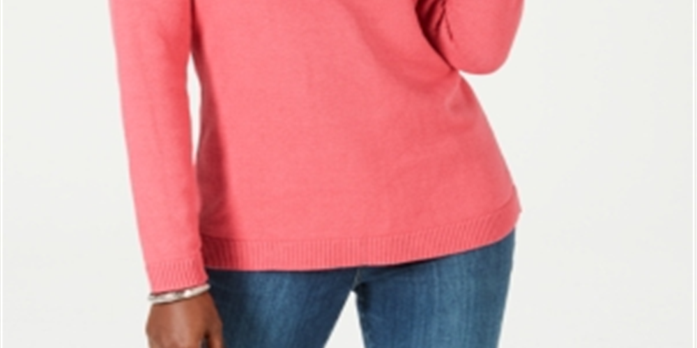 Karen Scott Suéter Henley Feminino de Algodão Rosa Tamanho Pequeno G