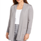 Cardigan metálico com mangas de encaixe JM Collection feminino, cinza, tamanho pequeno