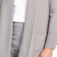 Cardigan metálico com mangas de encaixe JM Collection feminino, cinza, tamanho pequeno