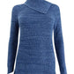 Suéter feminino estilo &amp; co com decote envelope e mangas compridas, azul, tamanho pequeno e pequeno