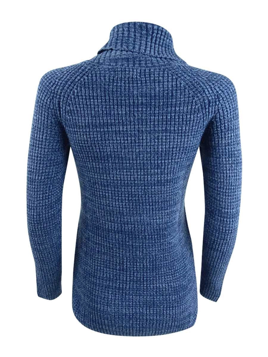 Suéter feminino estilo &amp; co com decote envelope e mangas compridas, azul, tamanho pequeno e pequeno