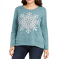 Moletom feminino com estampa de floco de neve estilo &amp; co, verde, tamanho extrapequeno