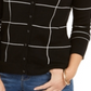 Cardigan feminino Charter Club Windowpane, preto, tamanho pequeno grande