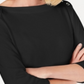 Karen Scott Top Feminino Manga 3/4 com Acabamento em Ilhós Preto Tamanho Médio