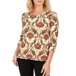 Blusa feminina estampada em jacquard, marrom, vários tamanhos, pequena, GG