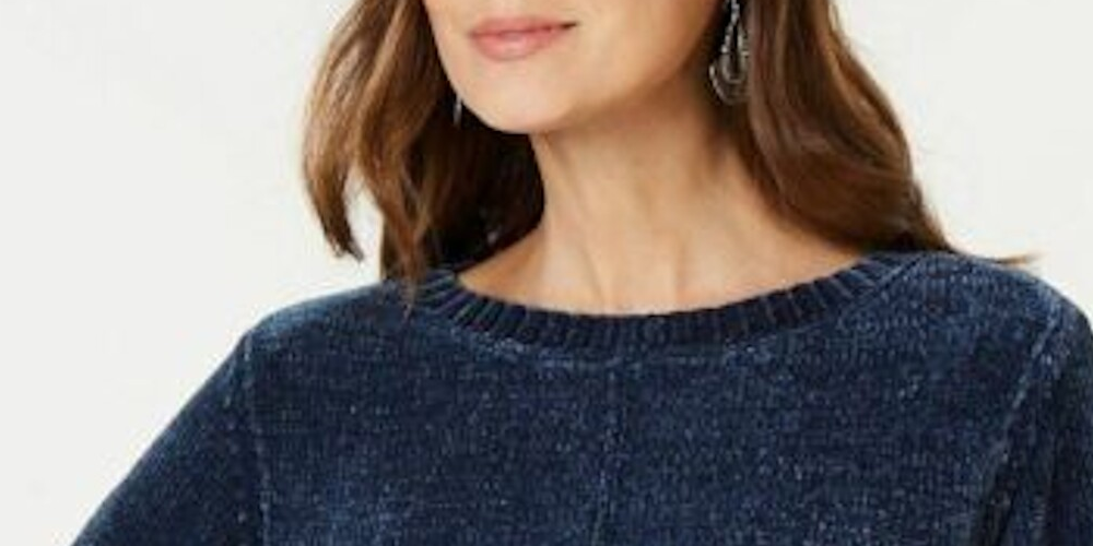 Blusa feminina texturizada mesclada manga comprida gola redonda azul tamanho XS