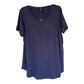 JM Collection Top feminino com decote redondo, azul, tamanho XX-G