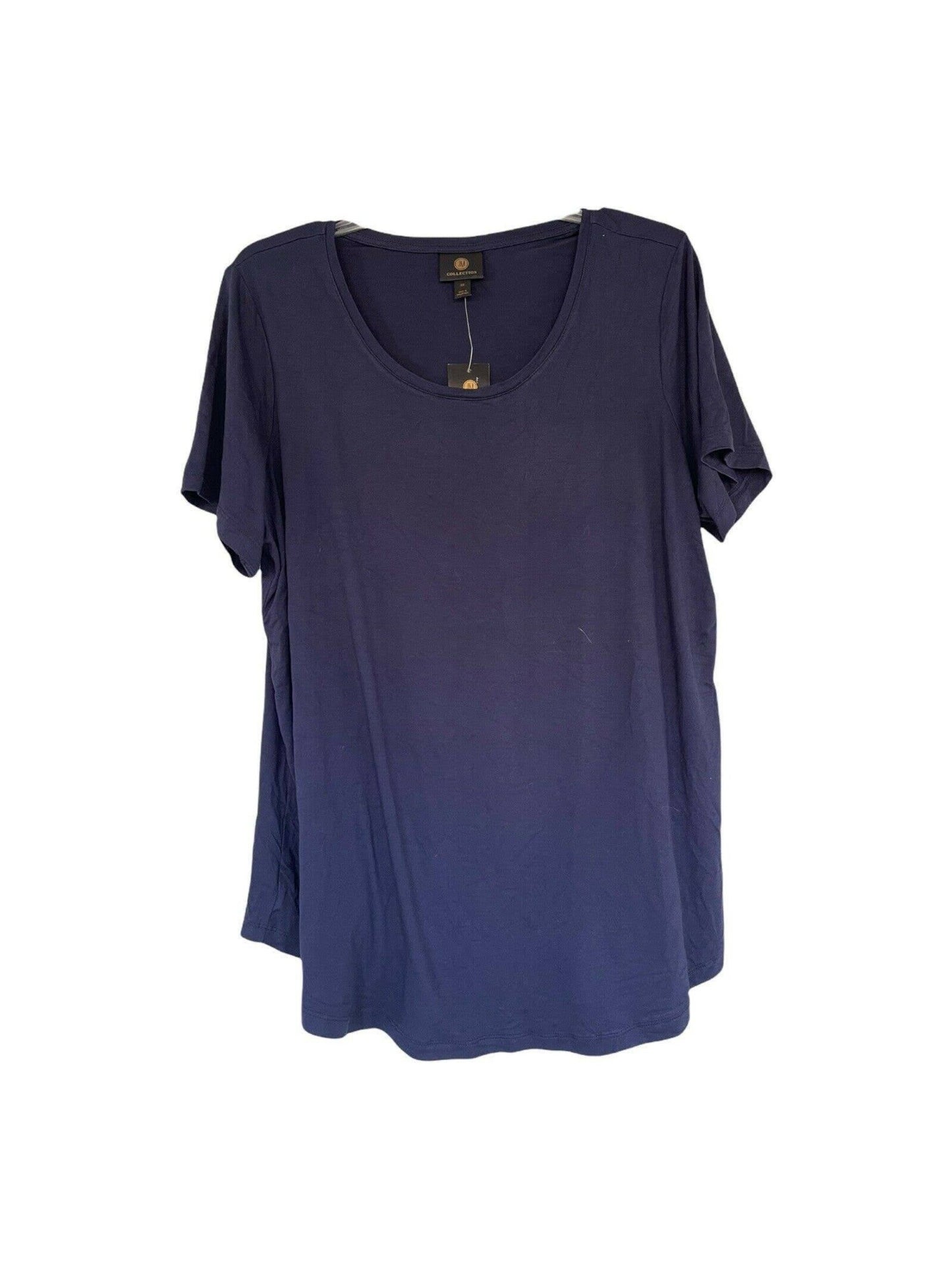 JM Collection Top feminino com decote redondo, azul, tamanho XX-G