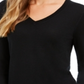 Suéter feminino de lã merino com botões e decote em V, preto, tamanho pequeno