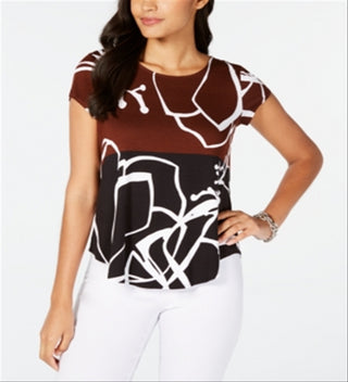 Blusa Alfani Feminina Estampada Wave Marrom Tamanho Pequeno