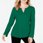 Camiseta feminina Charter Club Supima Cotton com decote dividido, verde, tamanho médio