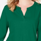 Camiseta feminina Charter Club Supima Cotton com decote dividido, verde, tamanho médio