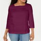 Karen Scott Blusa Feminina Renda Gola Quadrada Manga 3/4 Vermelha Tamanho Pequeno Médio
