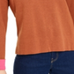 Blusa feminina Bar III de manga comprida com decote em joia, marrom, tamanho extragrande
