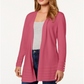 Cardigan feminino Charter Club com frente aberta, rosa, tamanho extragrande