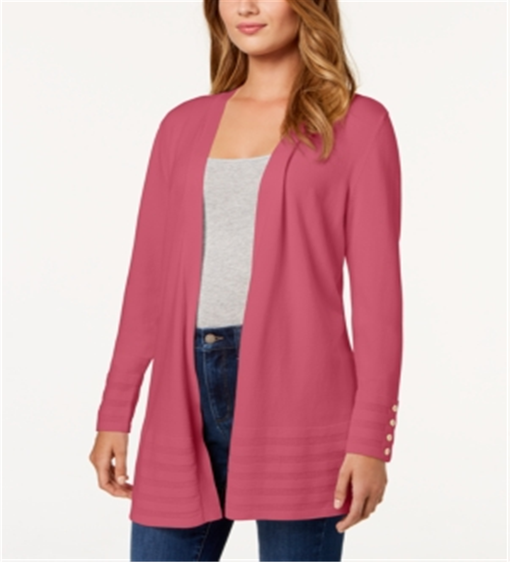Cardigan feminino Charter Club com frente aberta, rosa, tamanho extragrande