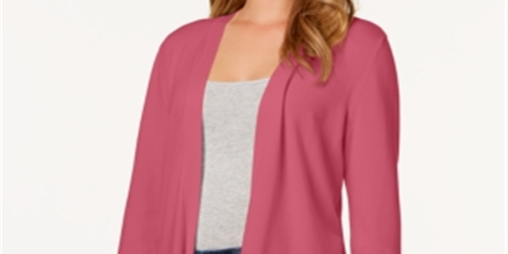 Cardigan feminino Charter Club com frente aberta, rosa, tamanho extragrande