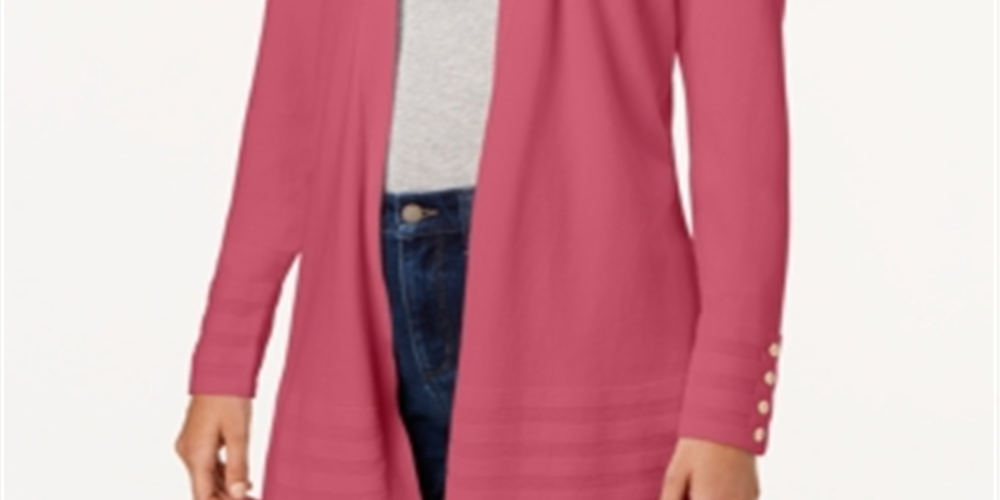 Cardigan feminino Charter Club com frente aberta, rosa, tamanho extragrande