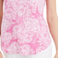 Top feminino estampado com ombros descobertos e decote redondo, tamanho extragrande, rosa, da coleção JM