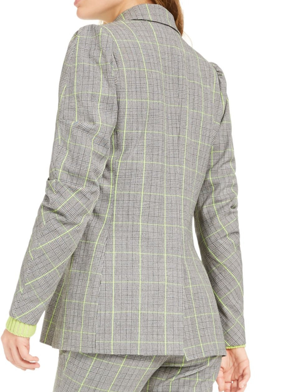 Blazer feminino Bar III com abotoamento duplo e gola entalhada, cinza, tamanho extragrande