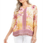 Blusa feminina com estampa floral da coleção JM, tamanho pequeno, amarela