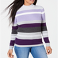 Karen Scott Suéter Feminino Listrado Gola Falsa Algodão Roxo Tamanho P
