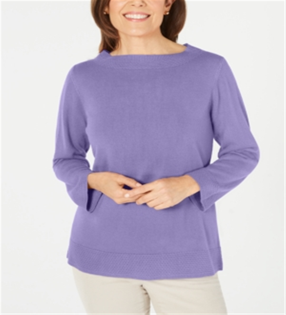 Karen Scott Suéter Feminino Gola Bateau Manga Longa Roxo Tamanho P