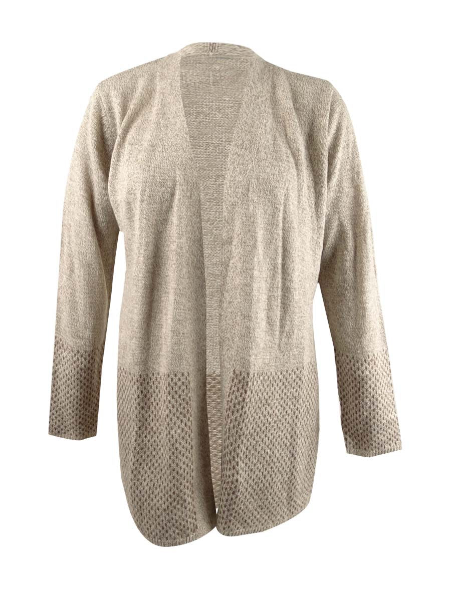 Karen Scott Cardigan Feminino Frente Aberta com Acabamento Contrastado Marrom Tamanho XXG