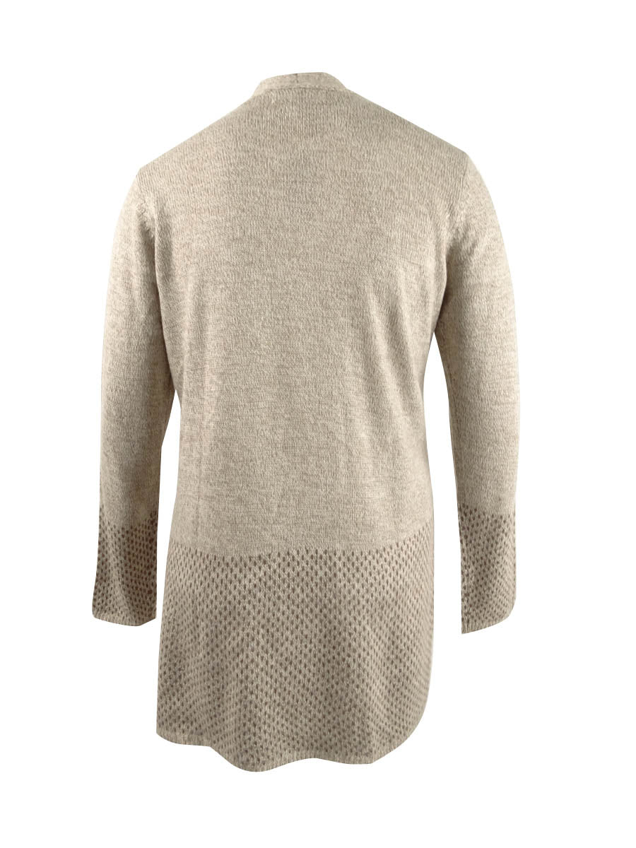 Karen Scott Cardigan Feminino Frente Aberta com Acabamento Contrastado Marrom Tamanho XXG