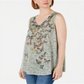 Top feminino com decote em V e detalhes em estilo Style &amp; Co, rosa, tamanho X-S