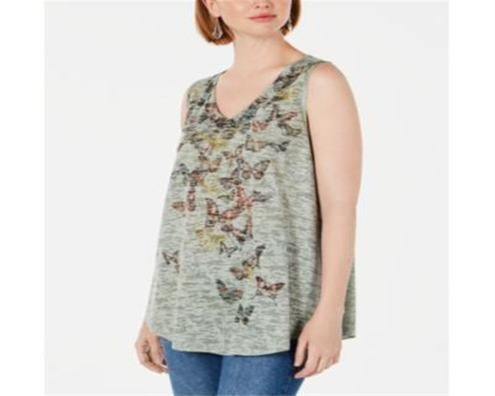 Top feminino com decote em V e detalhes em estilo Style &amp; Co, rosa, tamanho X-S
