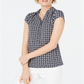 Camisa polo feminina com estampa geométrica Charter Club, azul, tamanho médio
