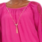 JM Collection Feminino Texturizado Crochê Manga Colar Gaze Top Rosa Tamanho XX-G