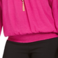 JM Collection Feminino Texturizado Crochê Manga Colar Gaze Top Rosa Tamanho XX-G