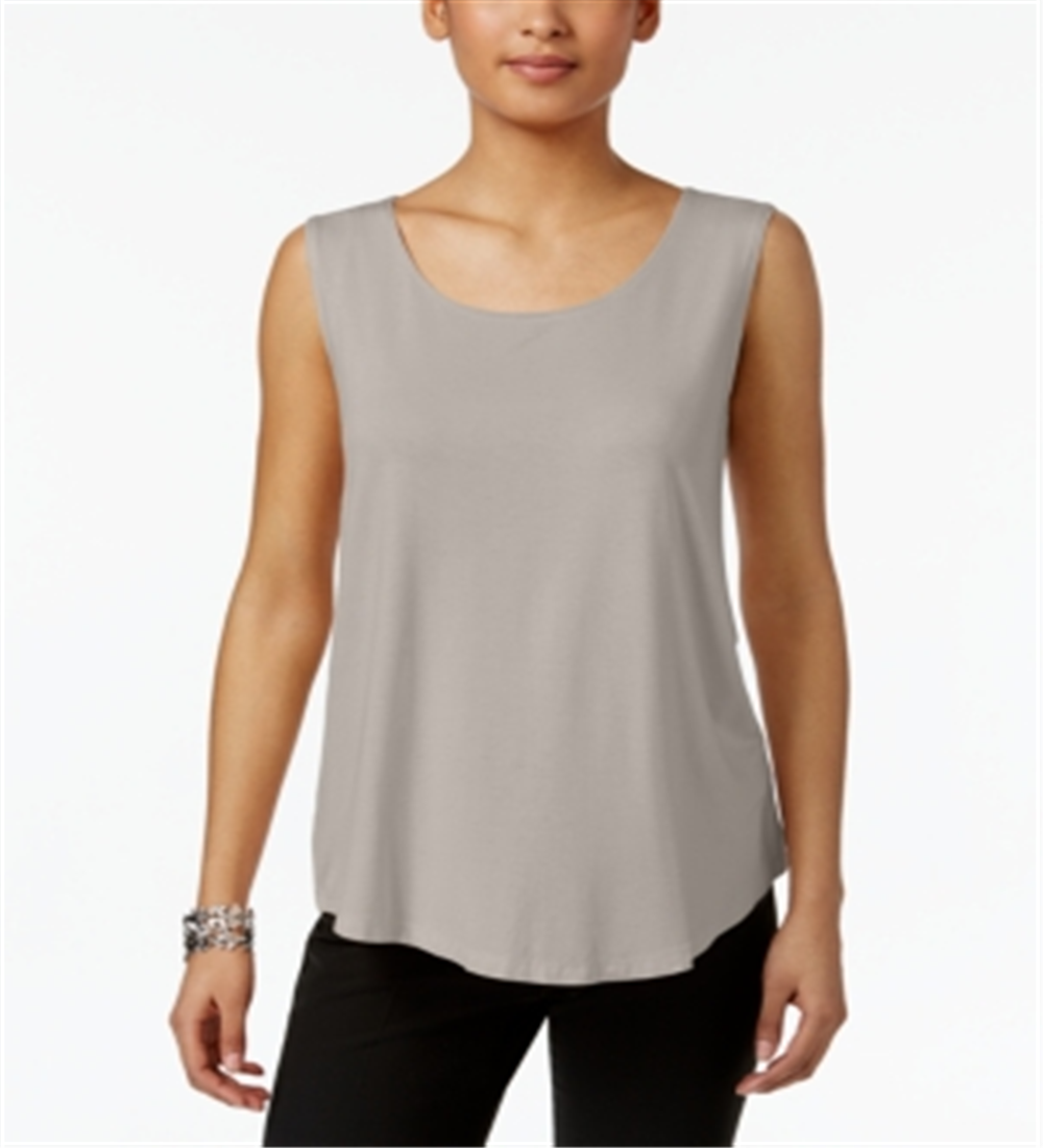 JM Collection Regata feminina com decote redondo, marrom, tamanho pequeno