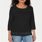 Karen Scott Top Feminino Decote Redondo com Tachas Preto Tamanho P