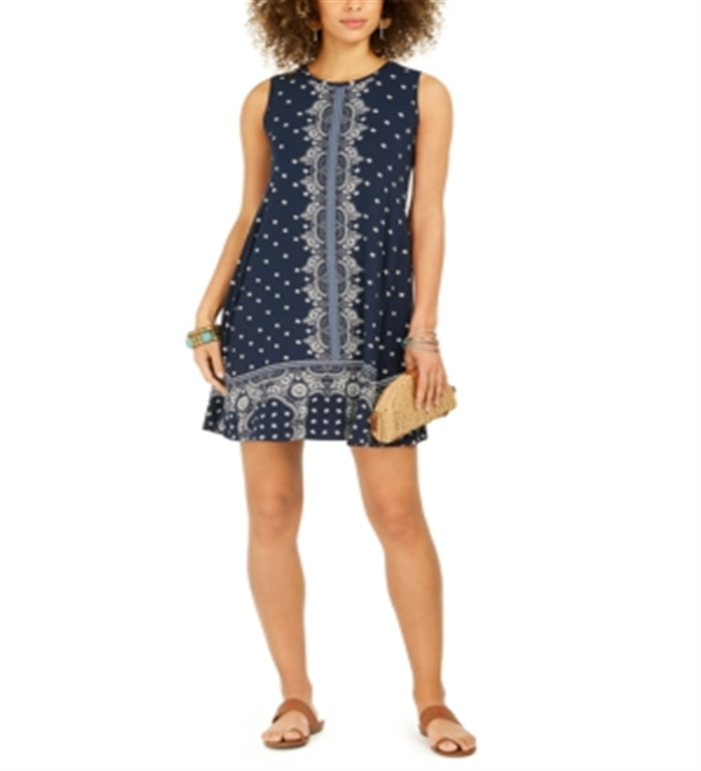 Vestido tubinho estampado sem mangas estilo &amp; co feminino azul tamanho pequeno pequeno