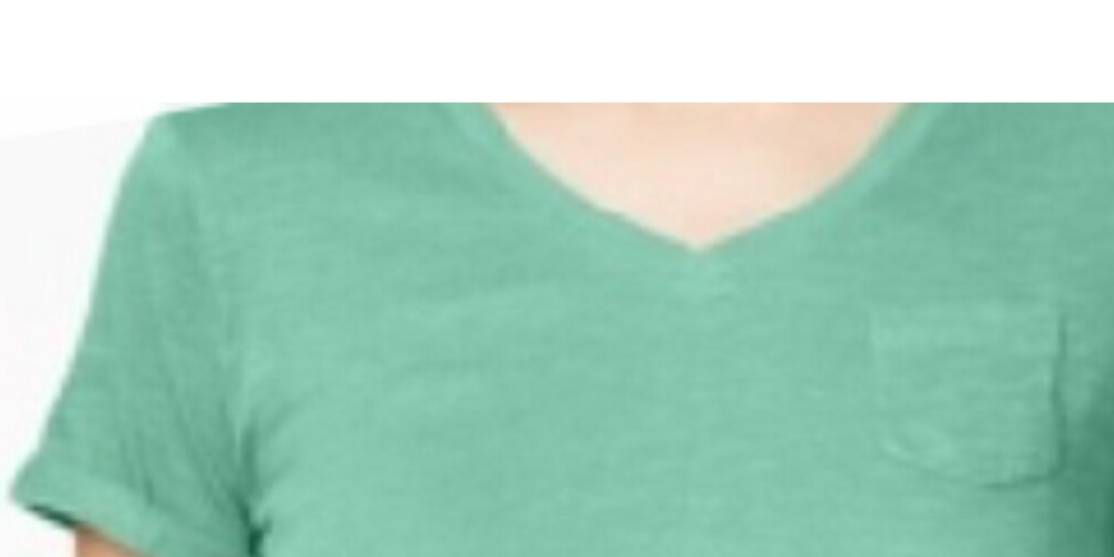 Camiseta feminina de manga curta e decote em V estilo &amp; co, verde, tamanho pequeno, extragrande