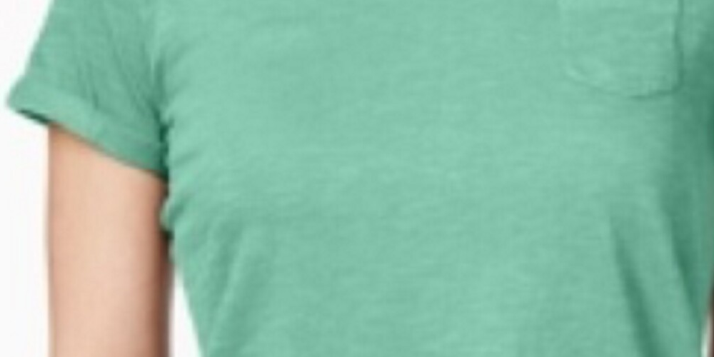 Camiseta feminina de manga curta e decote em V estilo &amp; co, verde, tamanho pequeno, extragrande