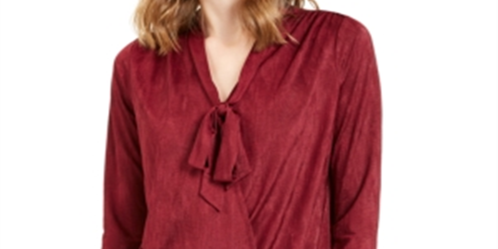 Blusa feminina Alfani com amarração no pescoço, vermelha, tamanho pequeno, extragrande