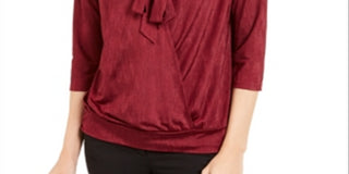 Blusa feminina Alfani com amarração no pescoço, vermelha, tamanho pequeno, extragrande