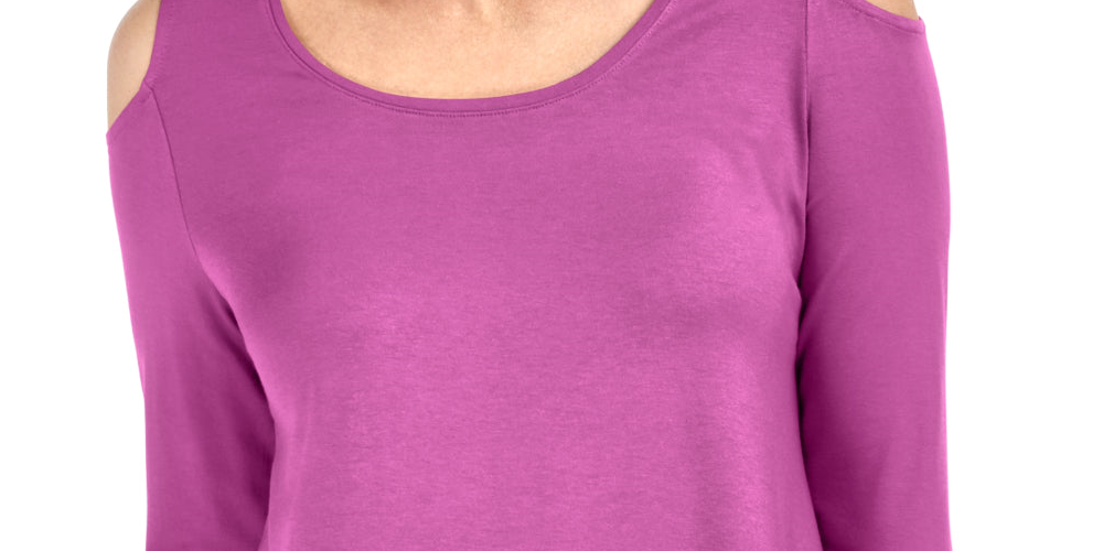 JM Collection Blusa feminina com ombros descobertos, rosa, tamanho médio