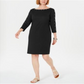 Vestido feminino Karen Scott com decote canoa e tachas, preto, tamanho pequeno e pequeno