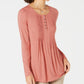 Blusa feminina de manga comprida estilo &amp; co, rosa, tamanho extragrande