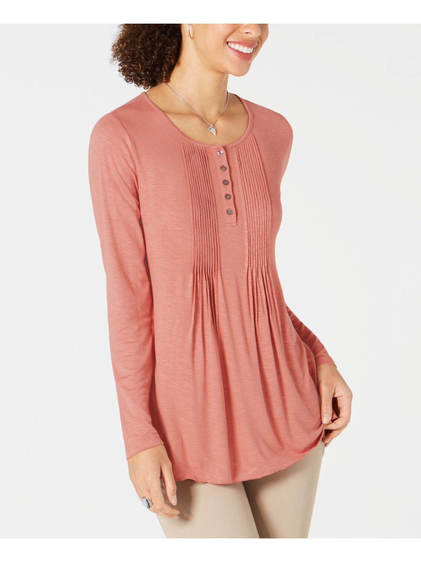 Blusa feminina de manga comprida estilo &amp; co, rosa, tamanho extragrande