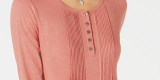 Blusa feminina de manga comprida estilo &amp; co, rosa, tamanho extragrande