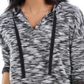 Moletom com capuz feminino estilo francês tingido espacialmente, preto, tamanho pequeno