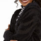 Cardigan feminino com estampa de cílios e animal print JM Collection, preto, tamanho pequeno G