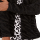 Cardigan feminino com estampa de cílios e animal print JM Collection, preto, tamanho pequeno G